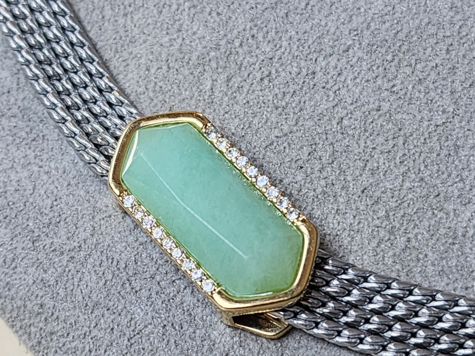 💎 Designer Green Semi-Precious Malachite Slider Charm Necklace – Key Marking