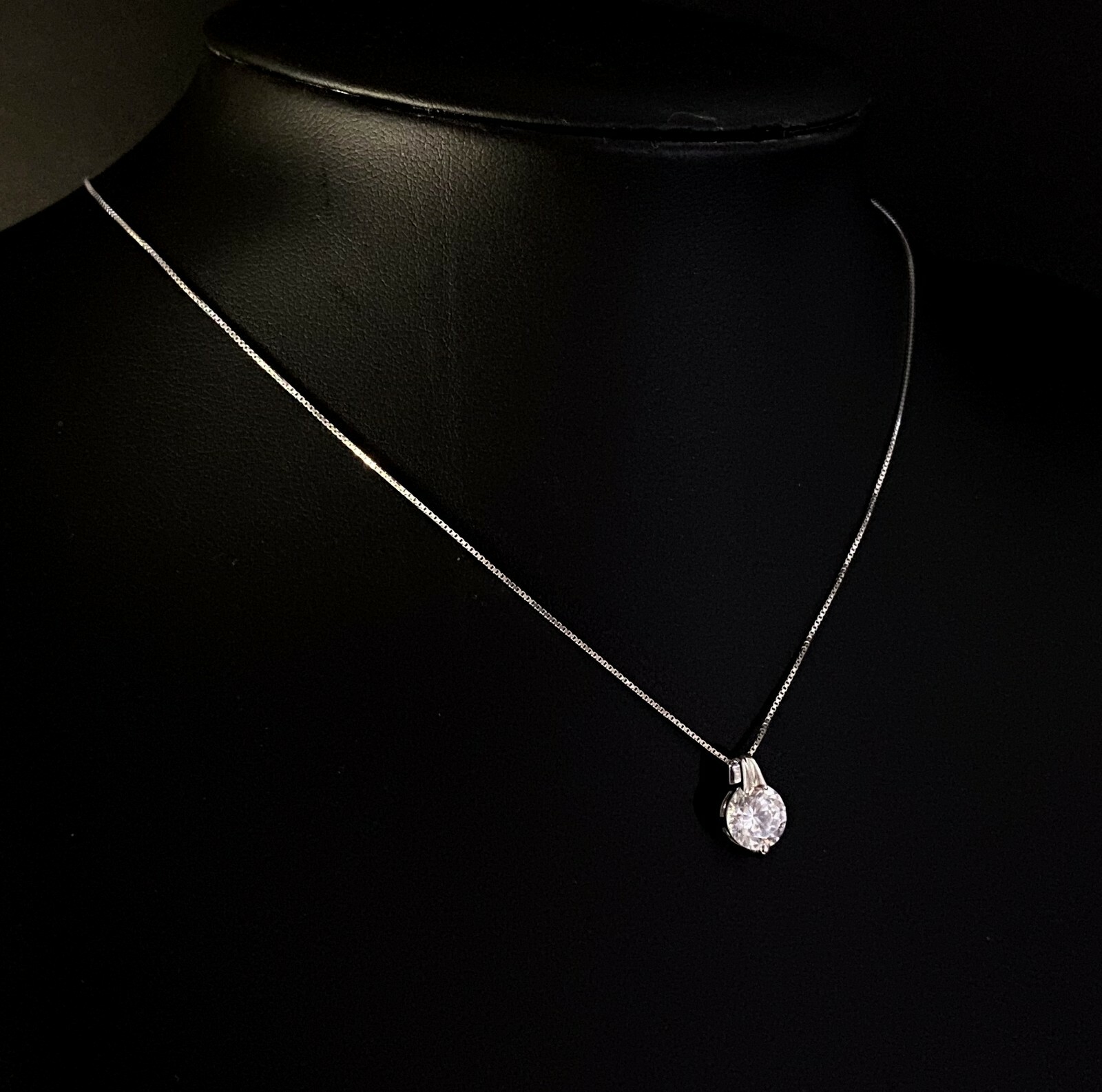 1.3 CTW Simulated Diamond Eternity Solitaire Pendant Sterling Silver Bridal Gift