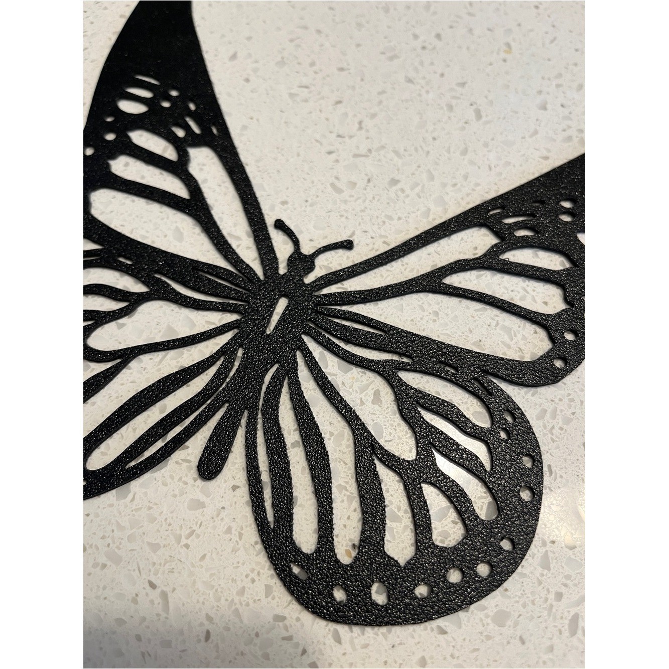 Hollow Carved Butterfly Choker, Black Double-Layer PU Leather Gothic Style
