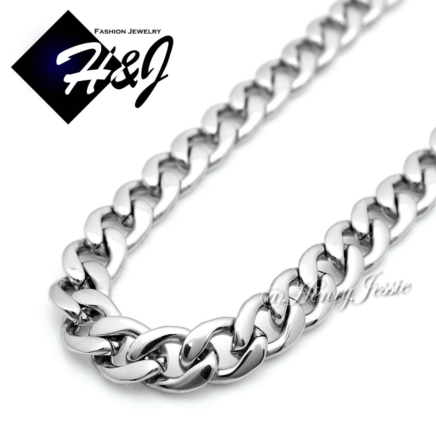 18-40″MEN’s Stainless Steel 6mm Silver Cuban Curb Chain Necklace Cross Pendant*A