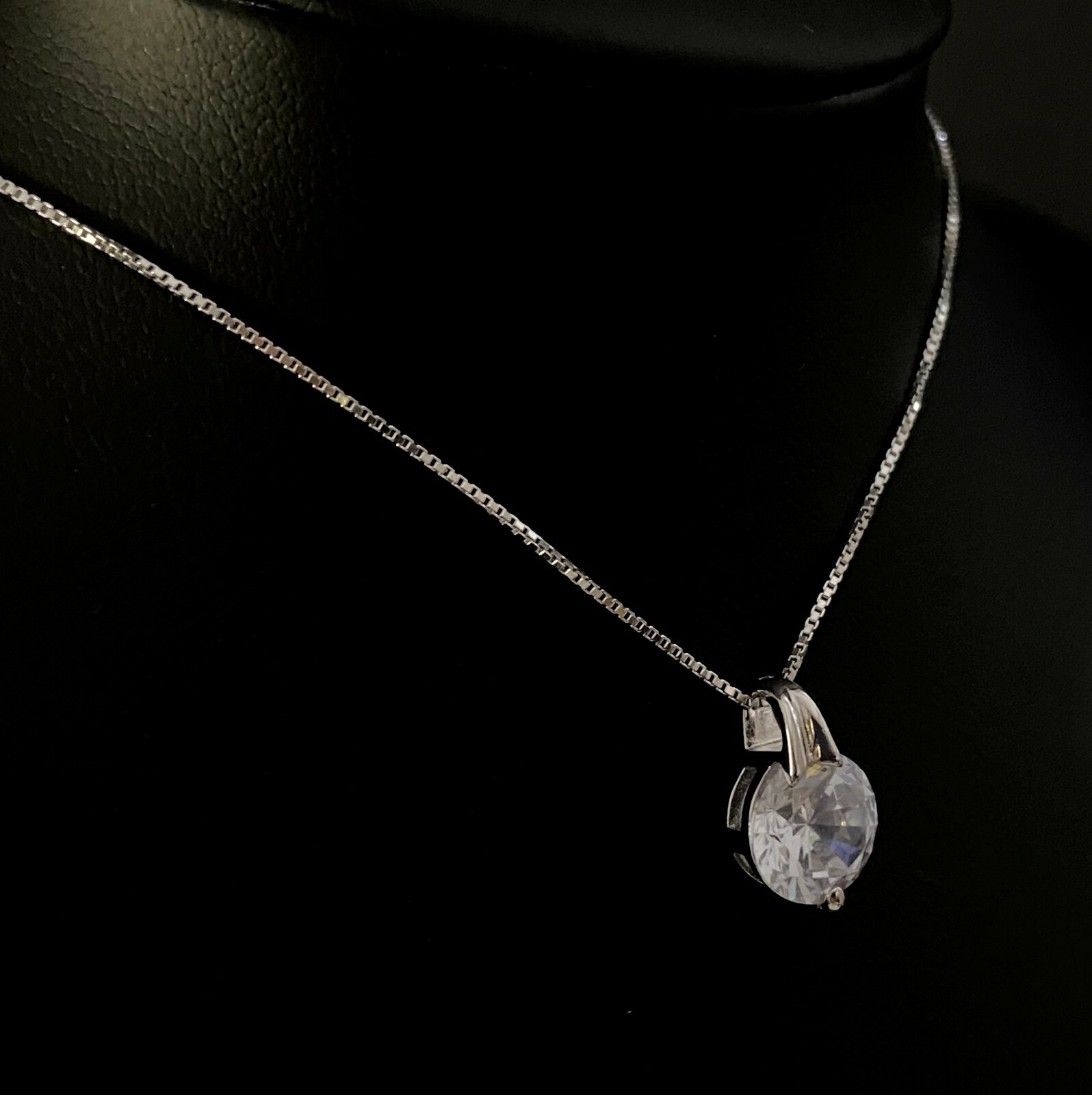 1.3 CTW Simulated Diamond Eternity Solitaire Pendant Sterling Silver Bridal Gift