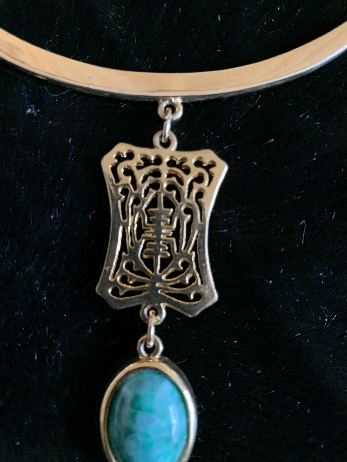 Gold Tone Bling Chinese Gold Tone Necklace, Circular Pendants on Chain, Vintage