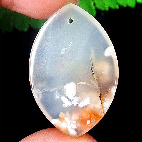 47x32x7mm Natural Cherry Blossom Agate Healing Marquise Pendant Bead DY3703