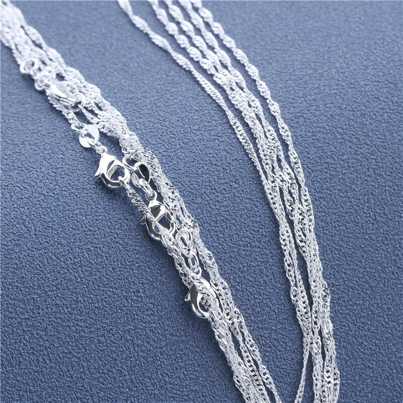 10pcs 925 Silver Water Wave Necklace Jewelry Fashion Chain Accessories Wholesale