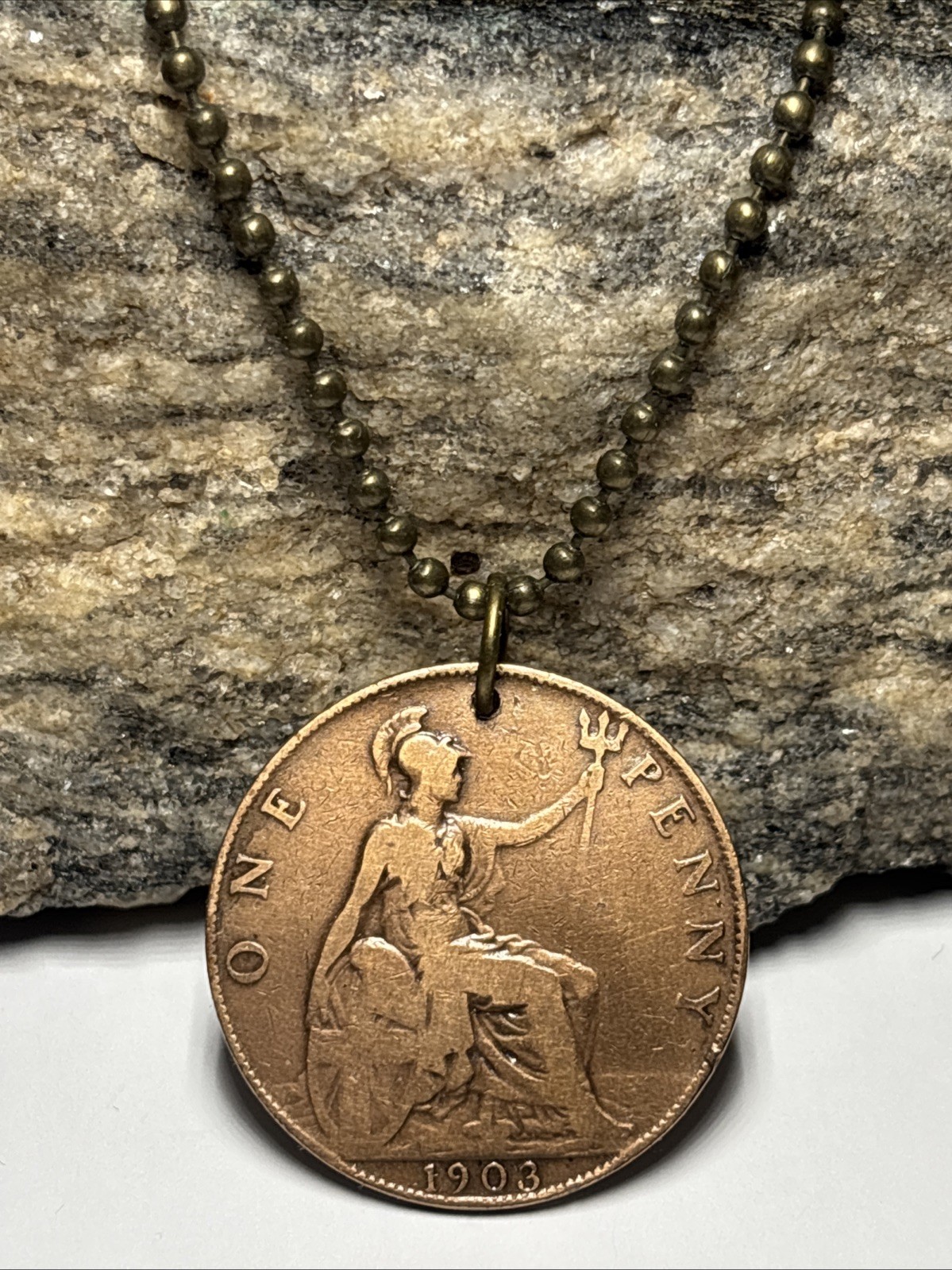 1903 UK Real Circulated Antique Large Coin Pendant. Edward VII.🎁 Wear History!