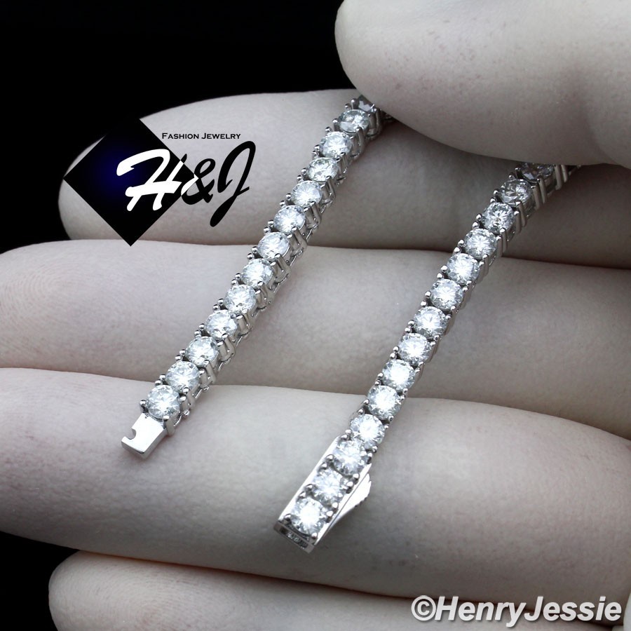 20″MEN SOLID 925 STERLING SILVER ICY BLING CZ 3MM 1 ROW TENNIS CHAIN NECKLACE*10