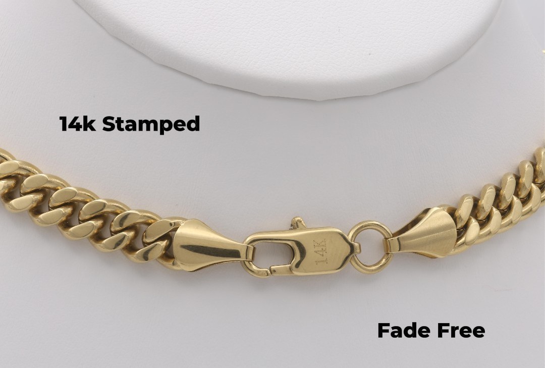 Gold Anchor Jesus Necklace, 14k Gold Plated, 7mm Curb Chain, No Fade