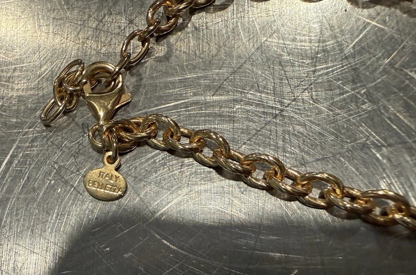 Bellezza Bronze 20 Lira Coin 1980 Bronze Rolo & Rosary Link Necklace – New