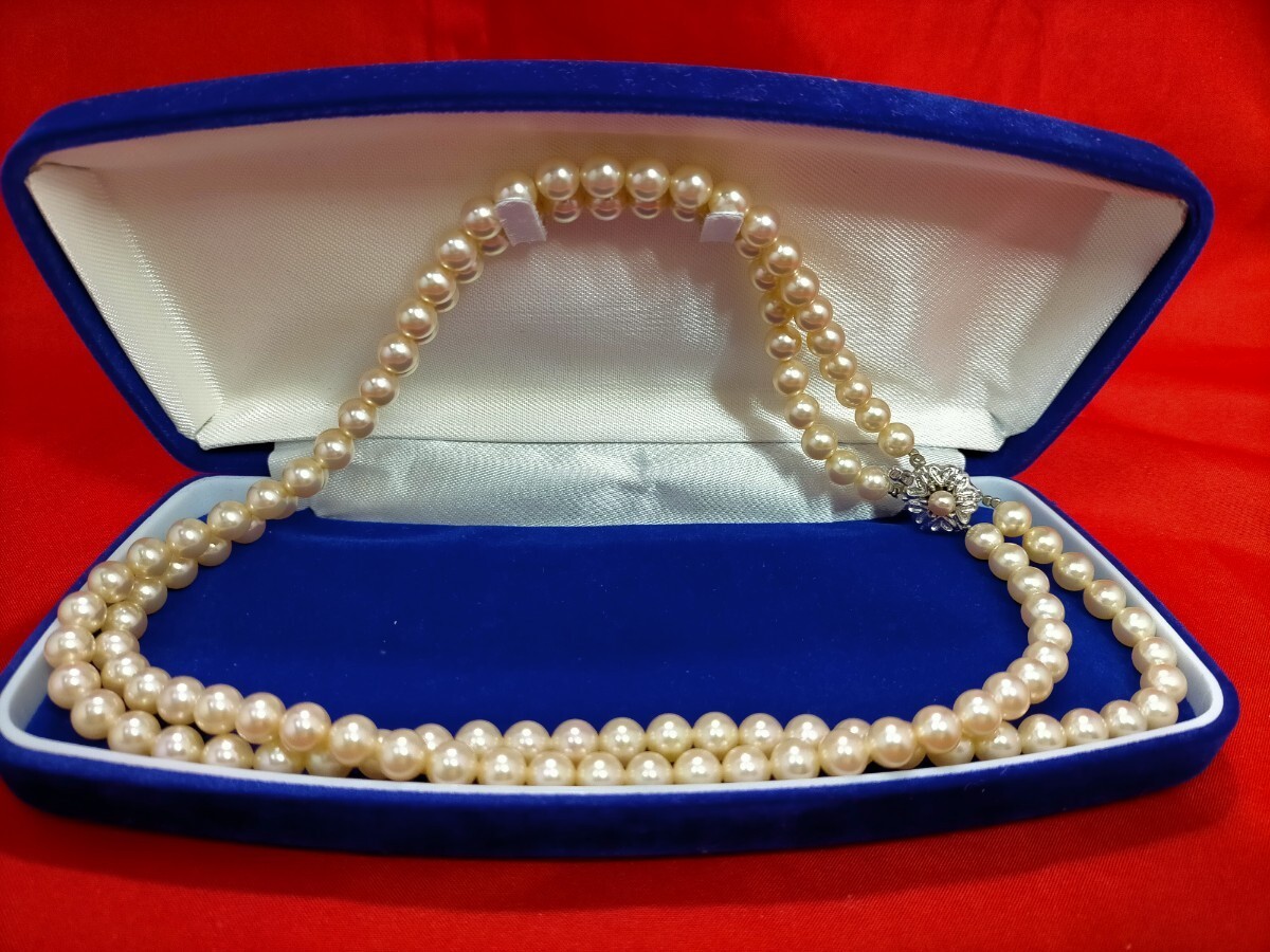 Akoya Genuine Pearl Necklace Pink 6.9mm-7.2mm Silver Fittings 46cm From Japan