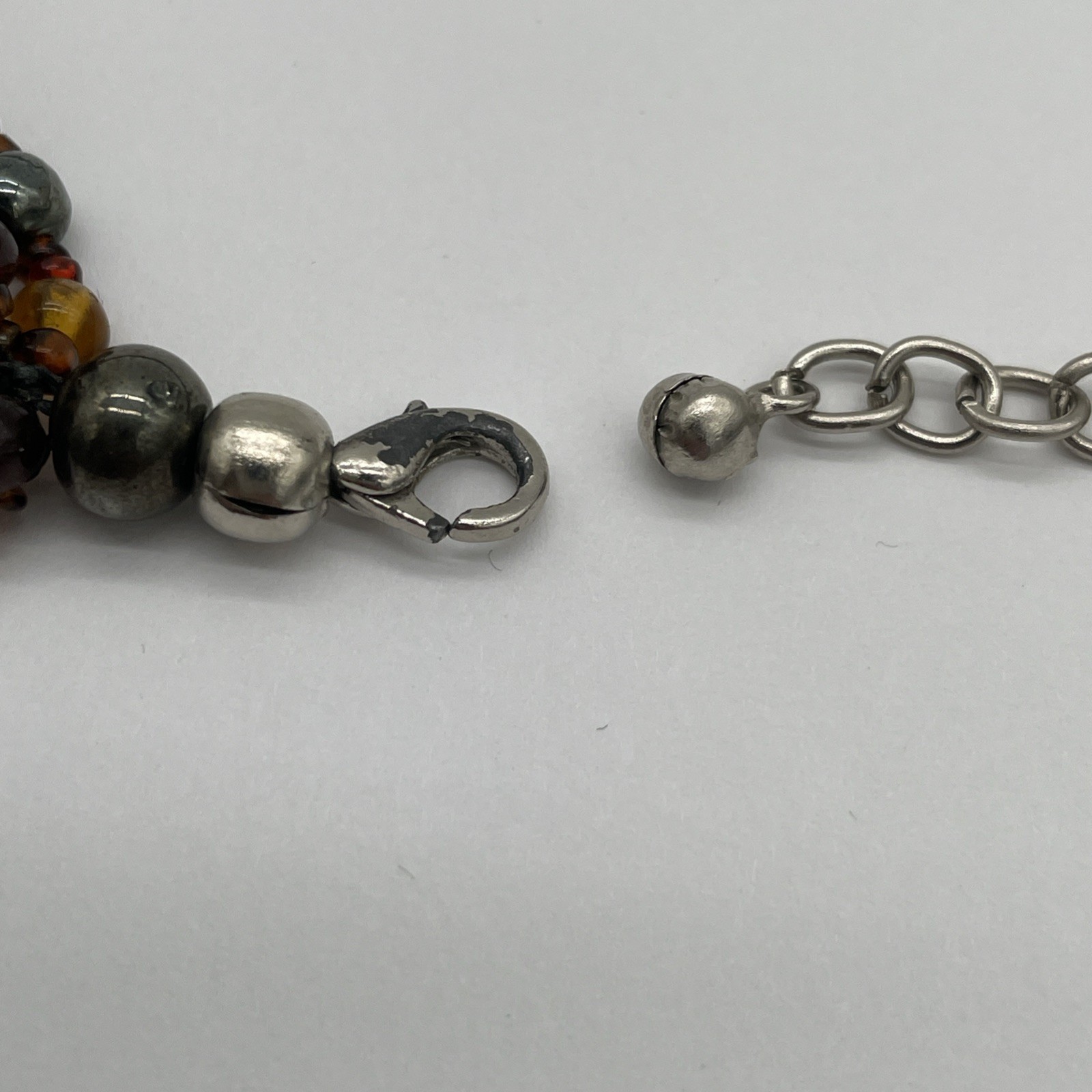 Vintage Style Multi-Strand Beaded Necklace With Earth Tone Colored Beads 20 In