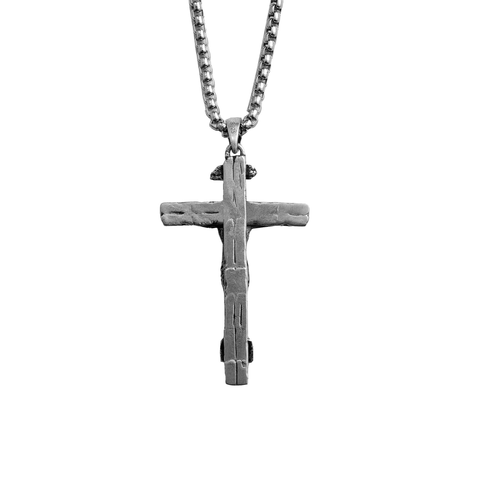 Sterling Silver Crucifix Pendant Necklace for Men Jesus Cross Necklace for W