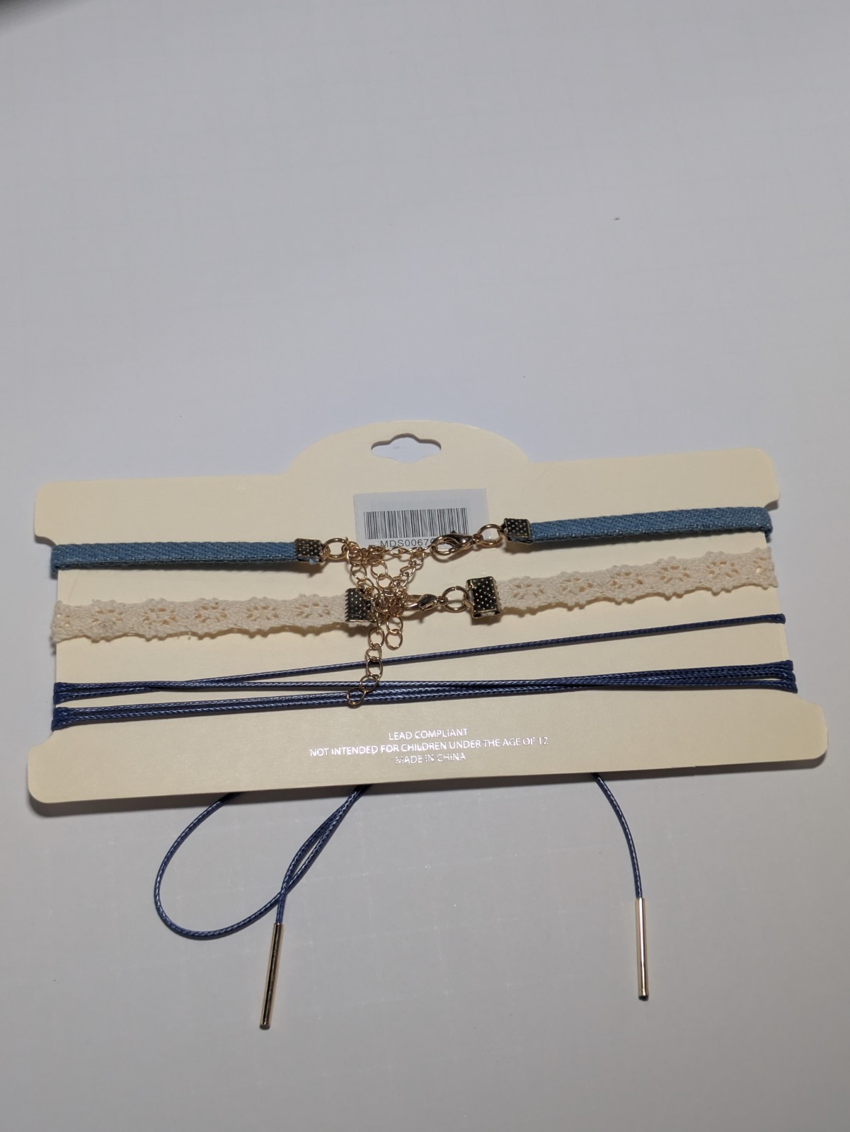Mia Collection 3‑Piece Choker Set | Denim, Lace, & Bow Cord Necklaces