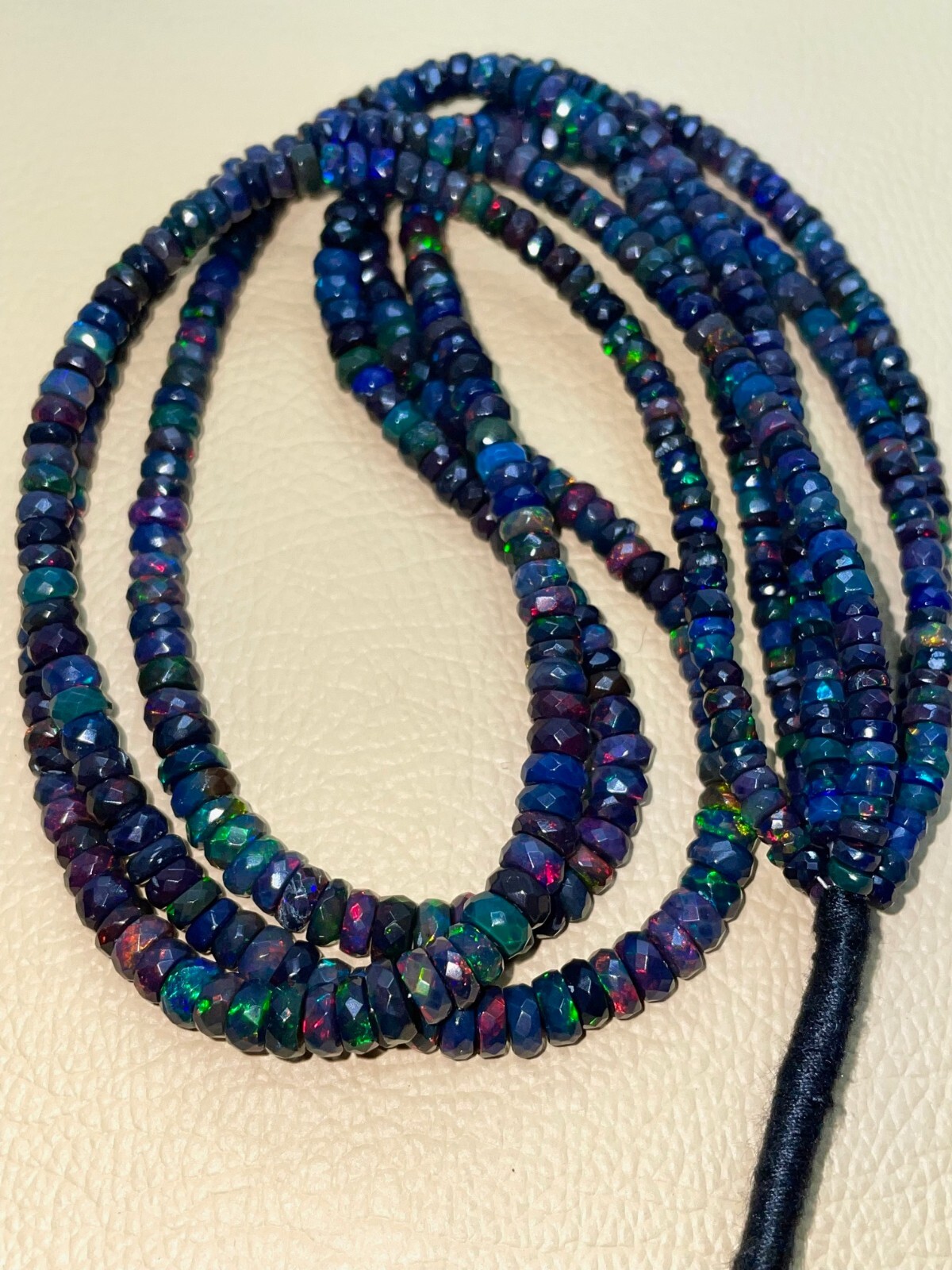 Top Quality Ethiopian Natural Black Opal Faceted Rondelle shape Beads Gemstone