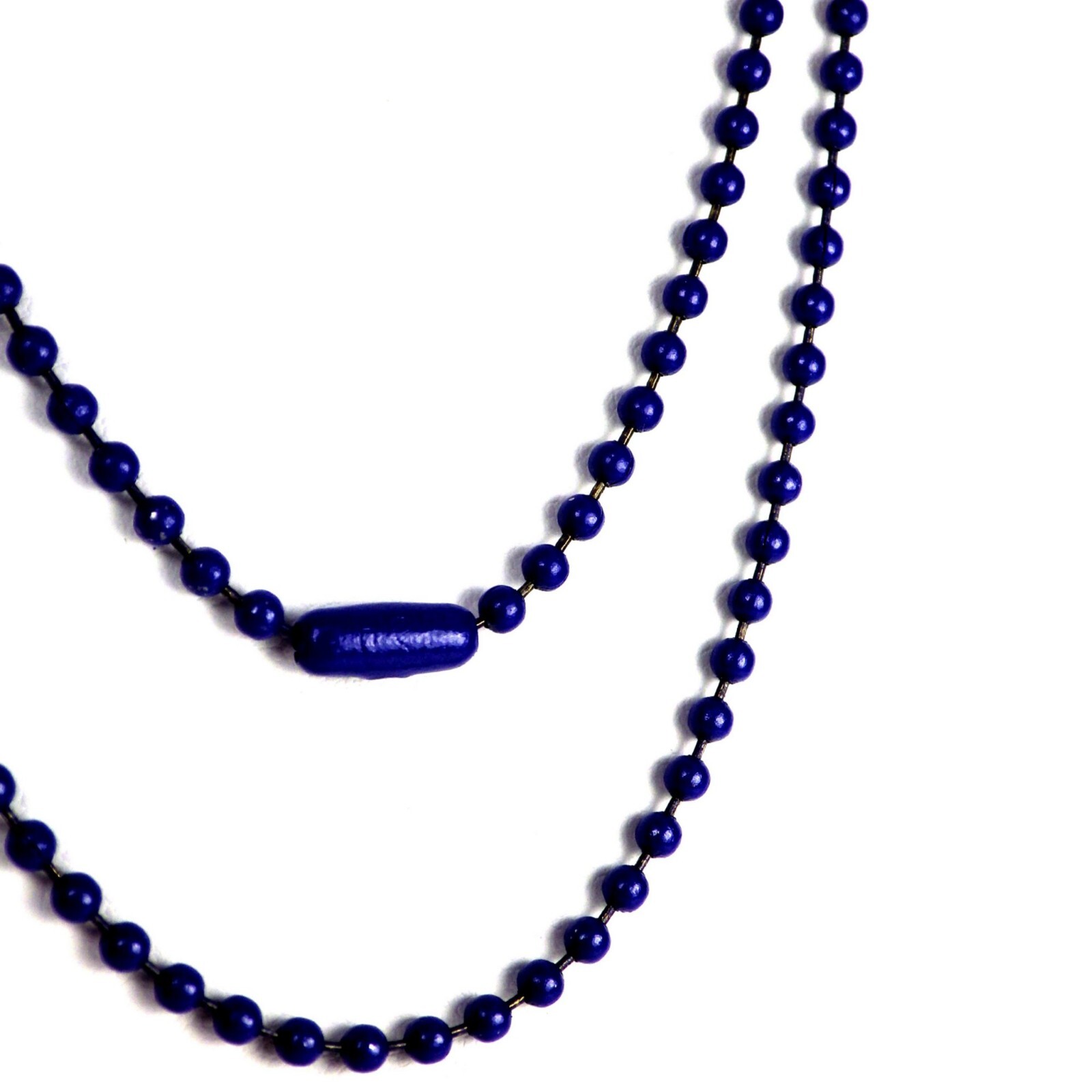 Blue Ball Chain Necklace Stainless Steel 2.5mm Wide 15-30 inch Long Genderless