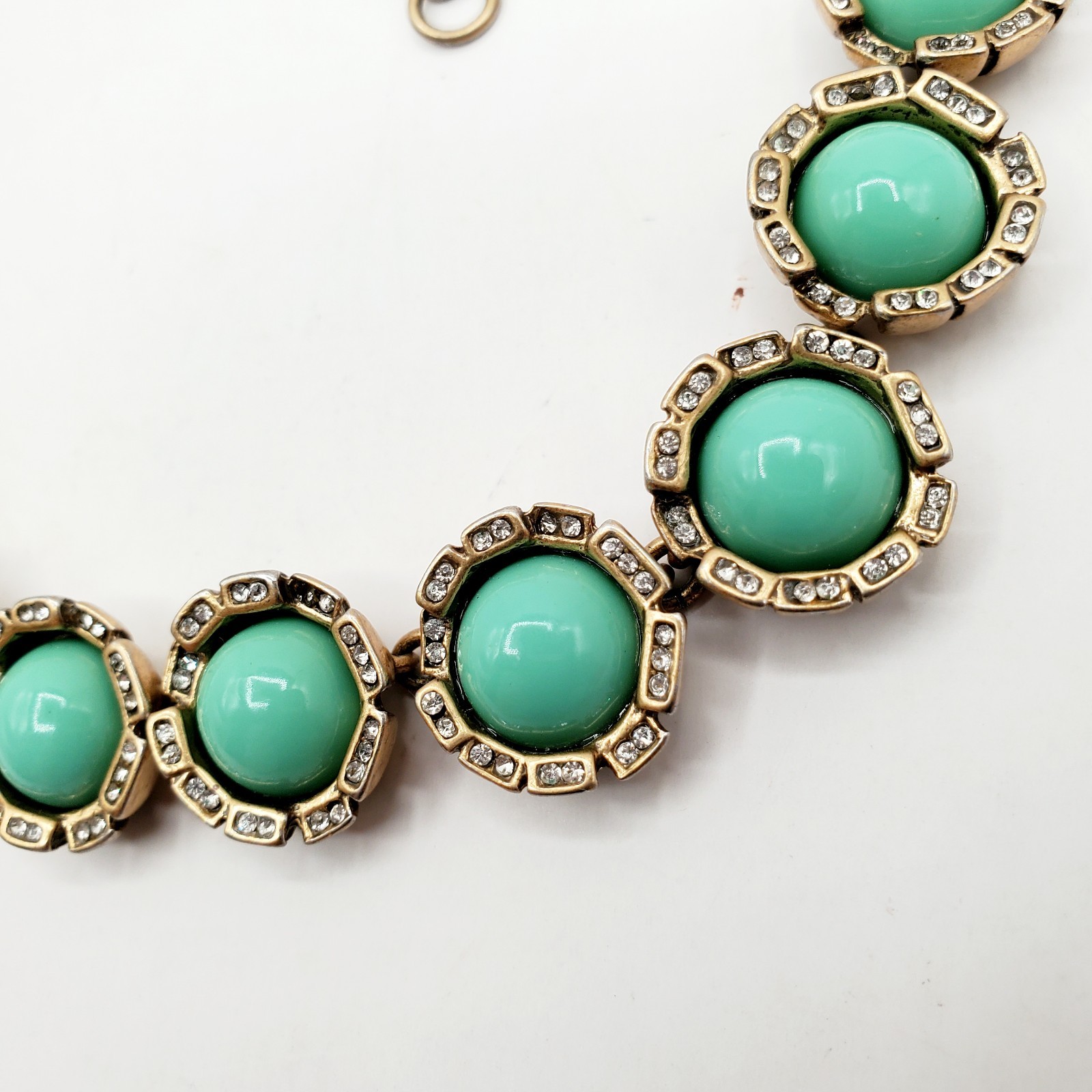 J Crew Statement Necklace Robin Egg Blue Turquoise Cabochons Crystals Signed