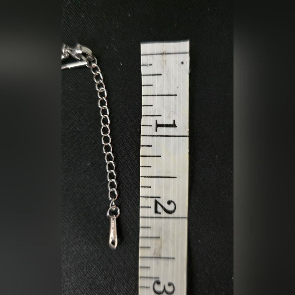 Elegant Stainless Steel White Gold Overlay Cubic Zirconia Pendant Necklace NWOT