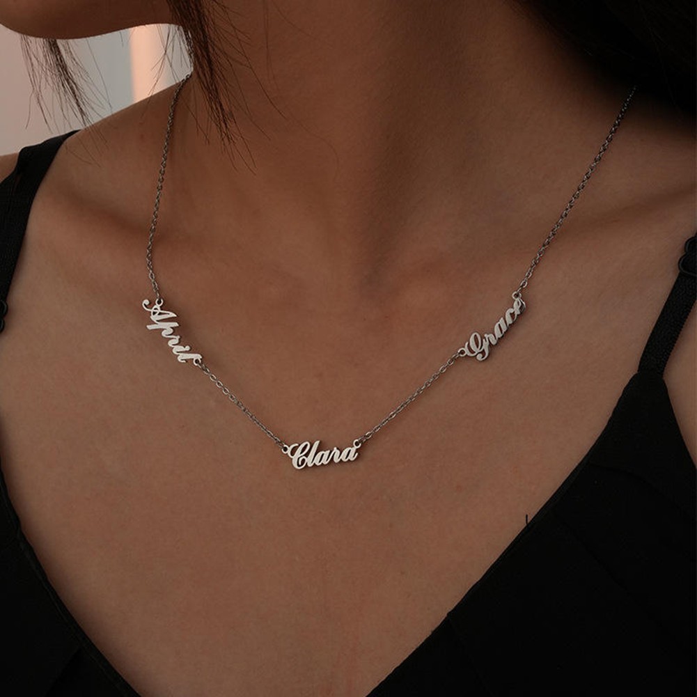 Personalized Family Necklace with 3 Names Pendant Custom Jewelry Gift for Women