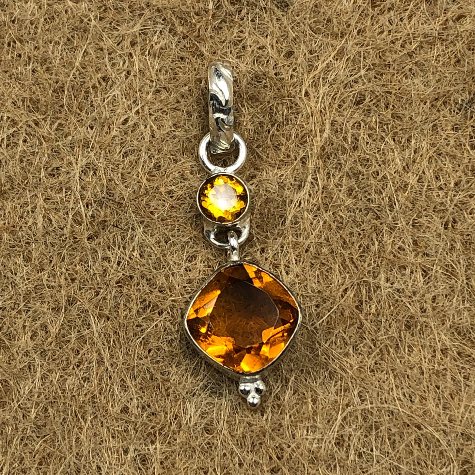 Citrine Gemstone Handmade Jewelry Sterling Silver Bestie Gift Pendant 1.6″