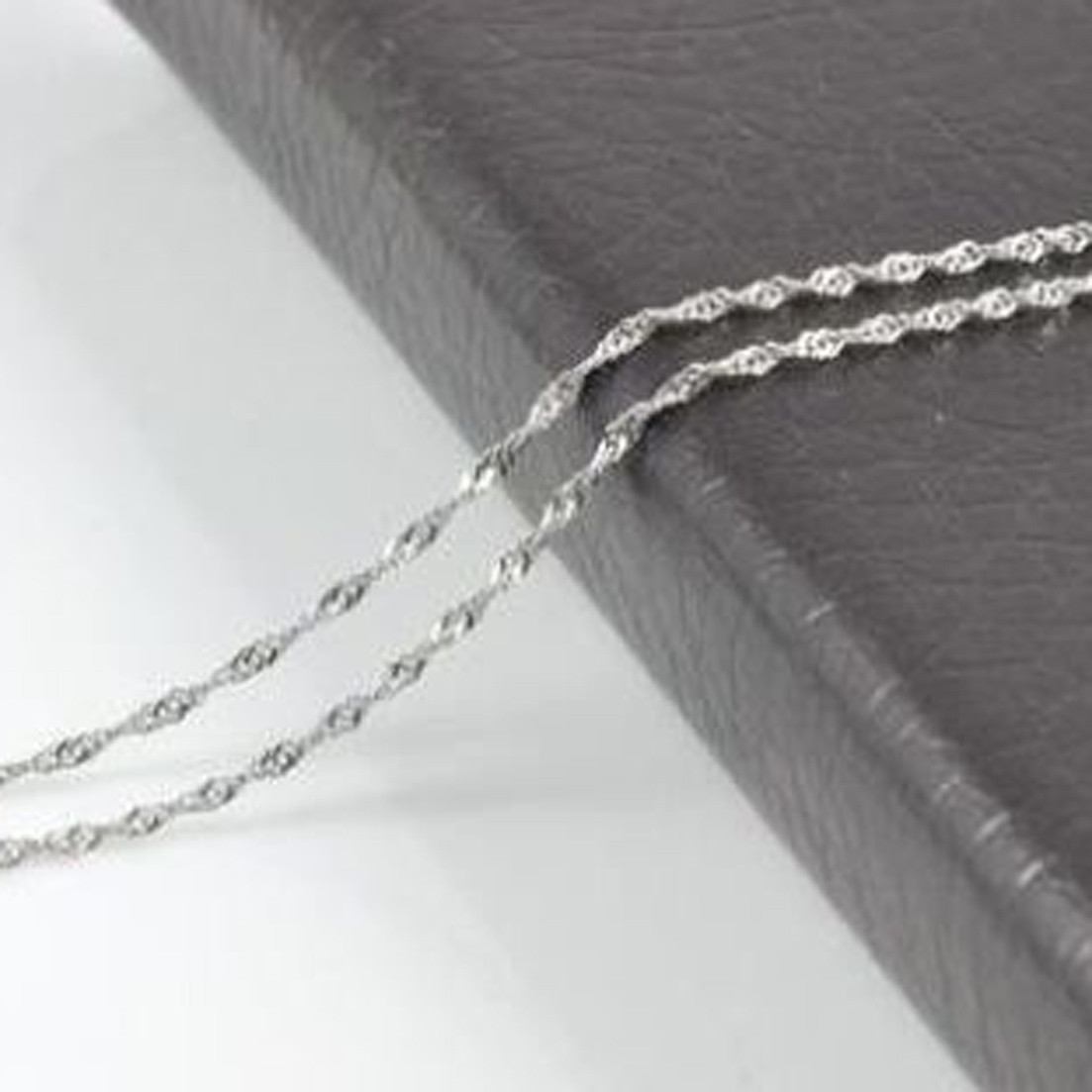 3mm 316L Stainless Steel Gentle Women Necklace Distorted Water Wave Chain 18-32″