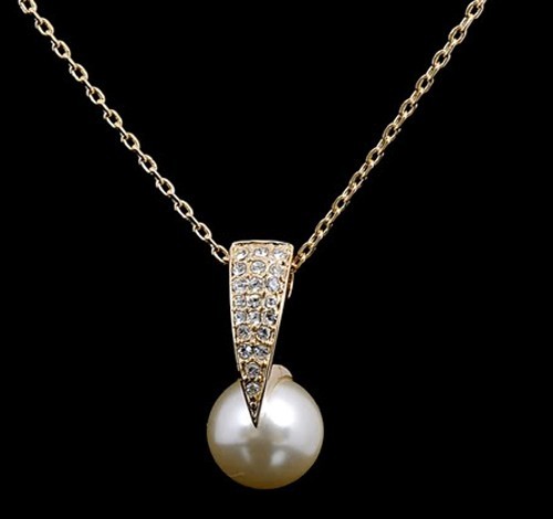 18k gold GP pearl necklace N-A155