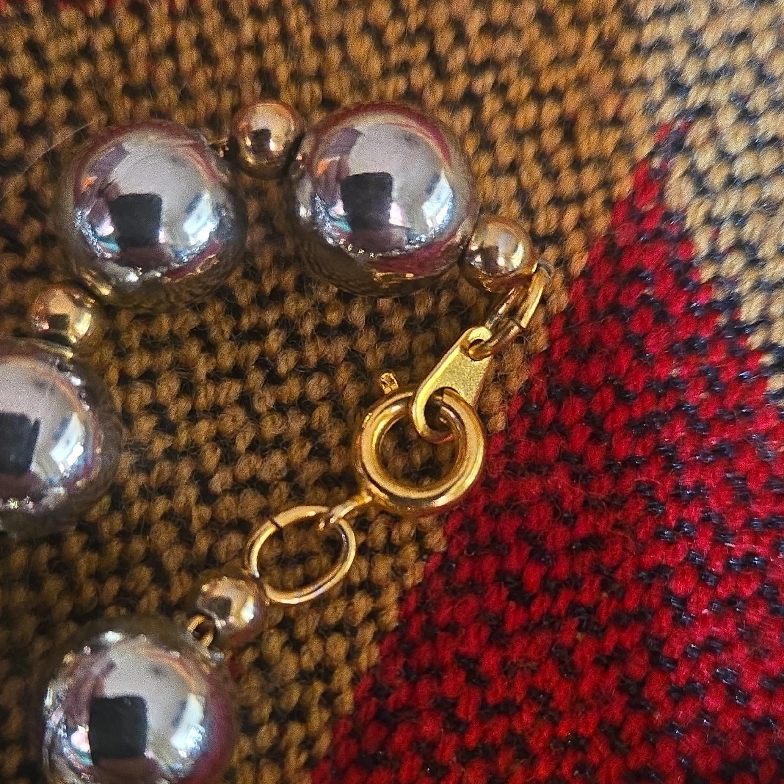 Heavy Silver Tone Ball Bead Chain Necklace Adjustable Spring Ring Clasp