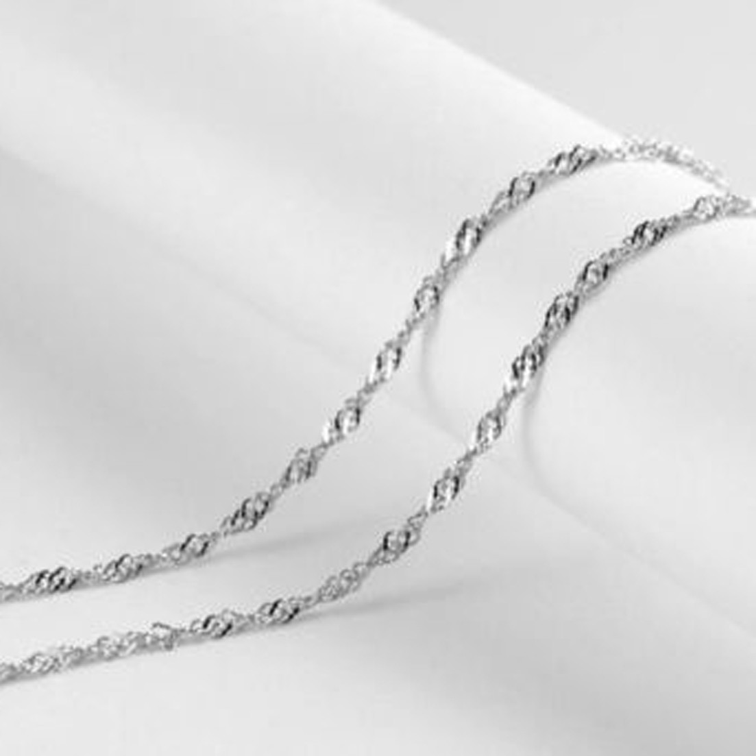 3mm 316L Stainless Steel Gentle Women Necklace Distorted Water Wave Chain 18-32″
