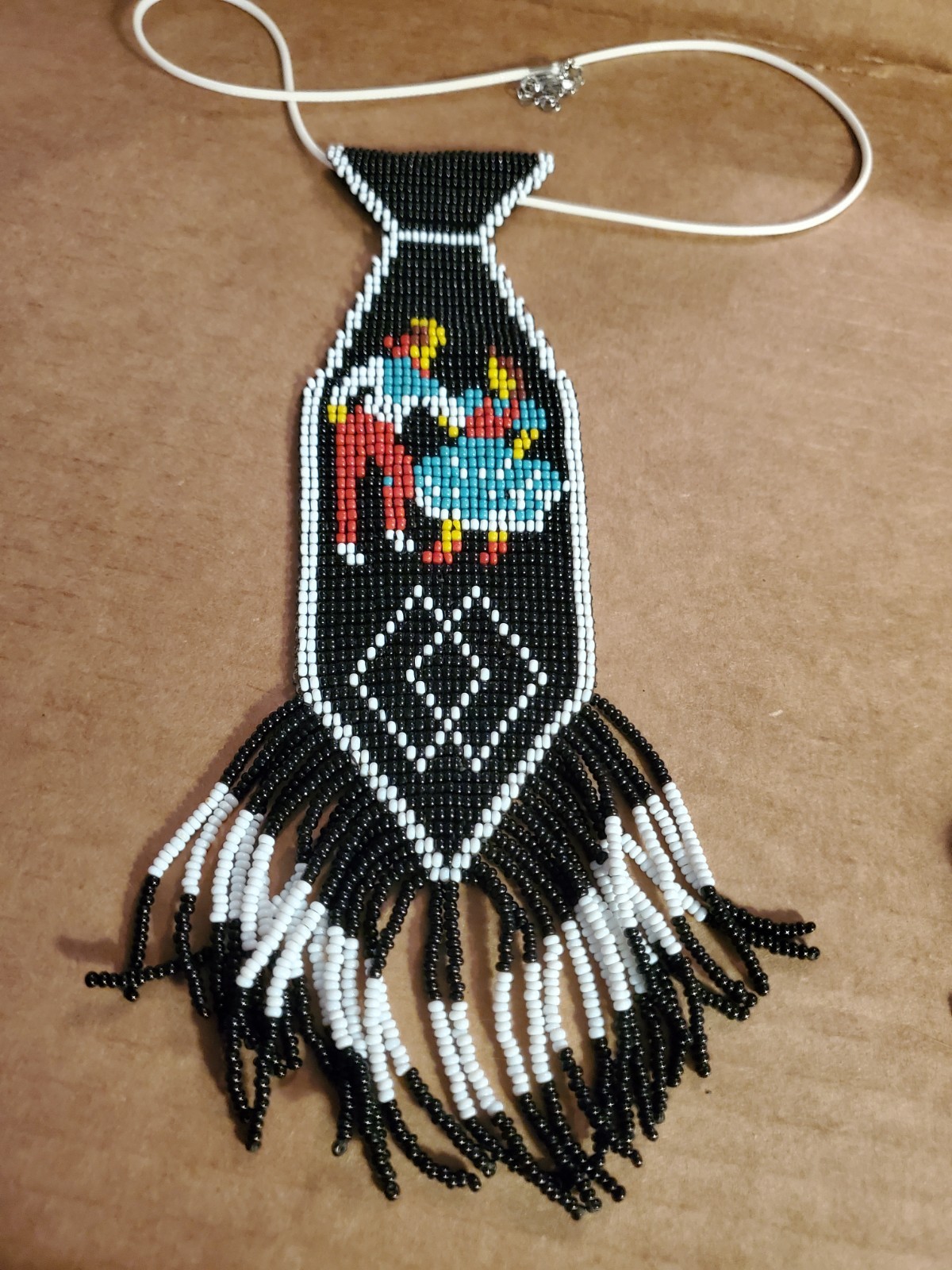 Beaded Fringe Tie Necklace