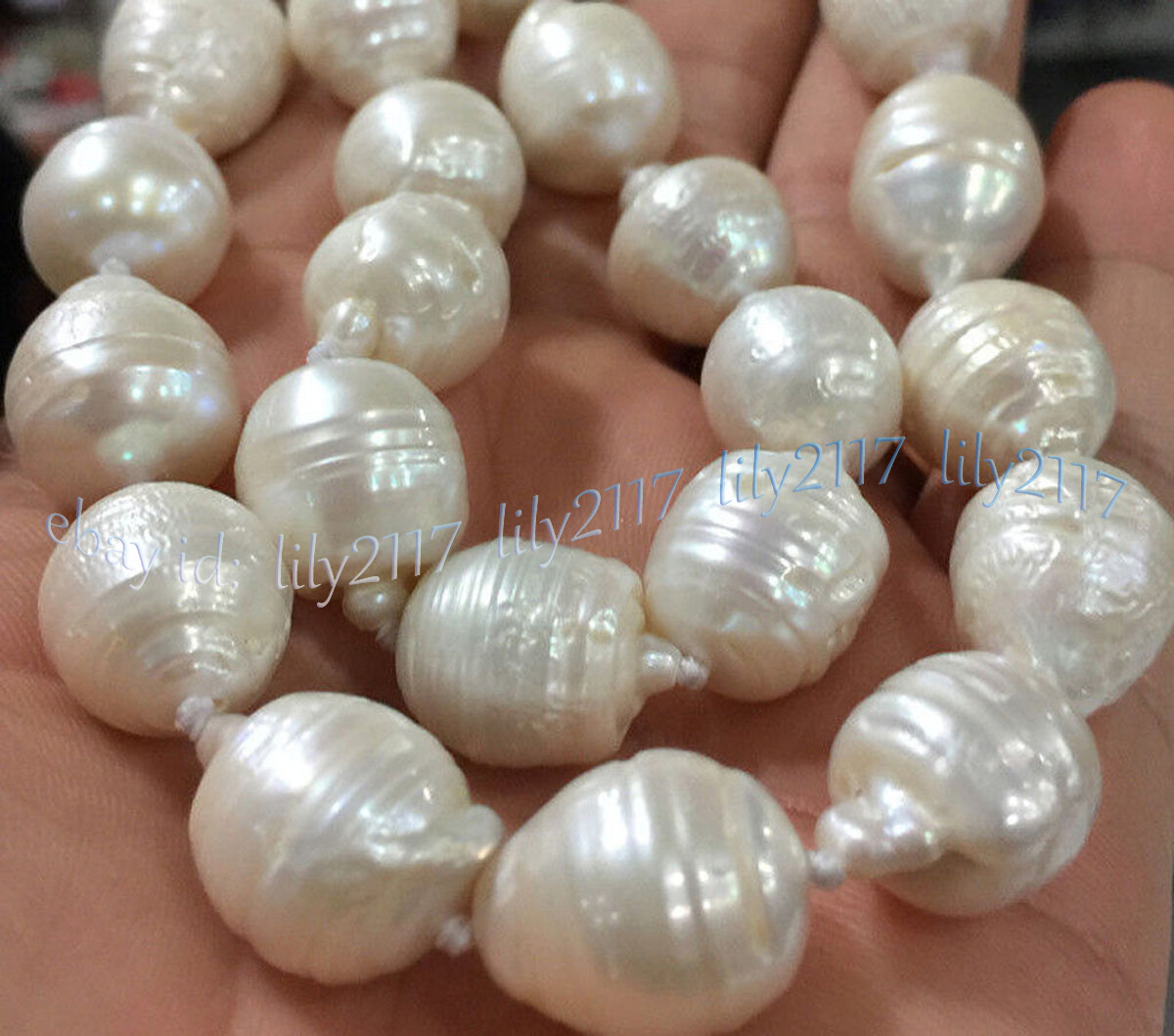 RARE HUGE 15x20MM WHITE SOUTH SEA BAROQUE KESHI AKOYA PEARL NECKLACE 14-36″ AAA