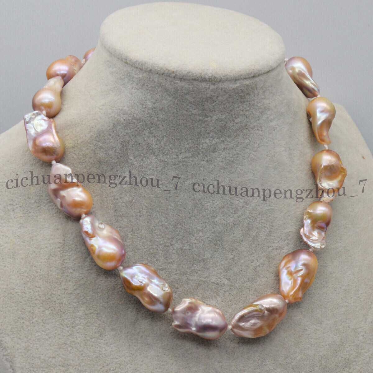 Huge 15-25mm Natural Pink Purple South Sea Keshi Baroque Pearl Necklace 18”