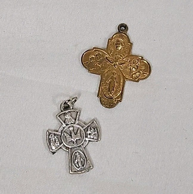 Catholic Medals 16x Lot Pendants Crosses Religious Saints Luke Joseph St Anthony