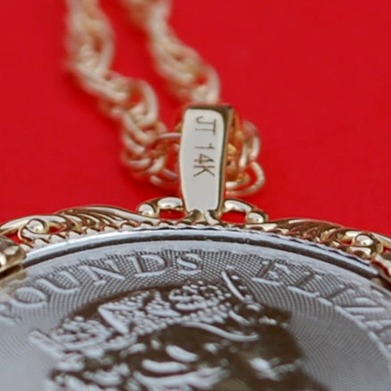 2018 Great Britain 1/10 oz Platinum Britannia BU Coin 14K Gold Necklace NEW