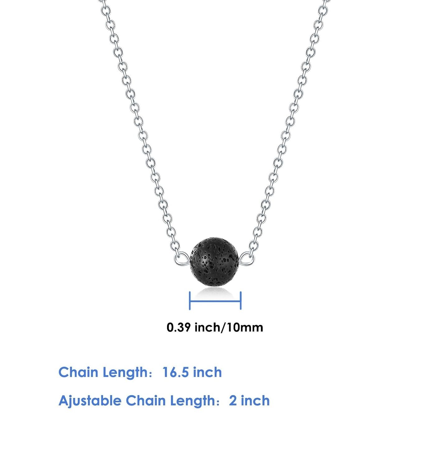 Stylish Lava Rock Aromatherapy Pendant Necklace in Silver and Black Design