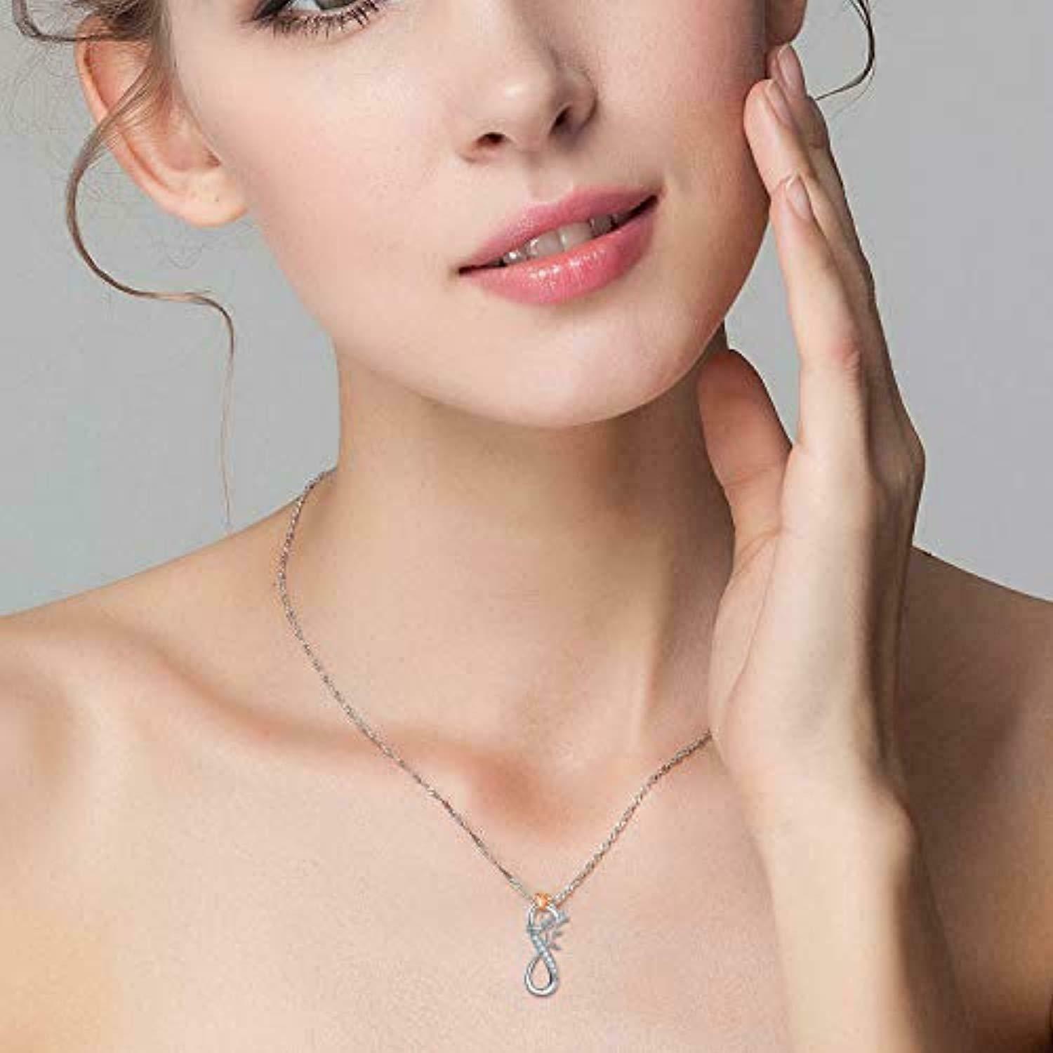 925 Sterling Silver Infinity Rose Flower Pendant Necklace 18″ Adjustable – Gift