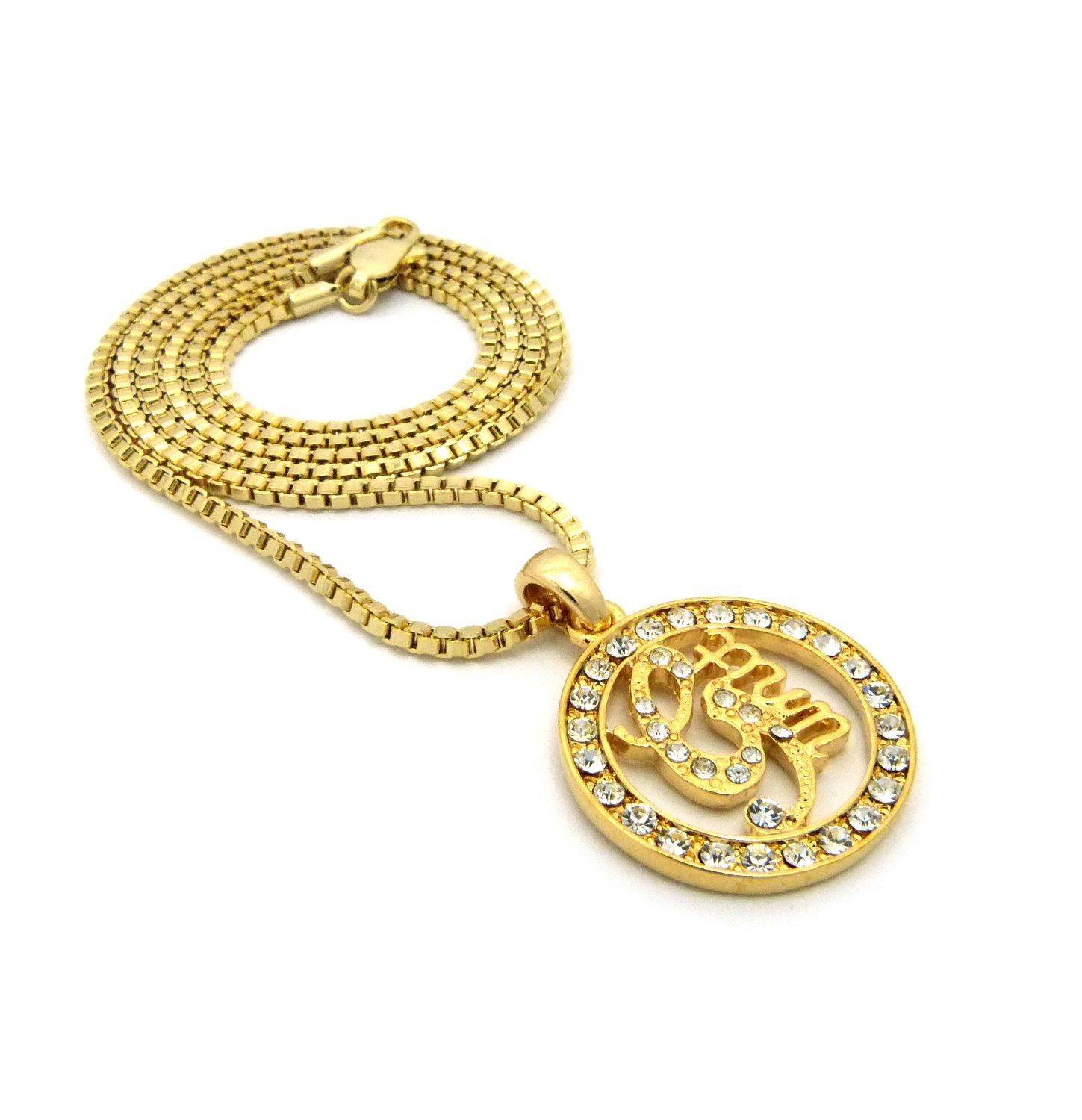 Iced Gold Mini G Unit Round Pendant w/ 24″ Box Chain Hip Hop fashion Necklace