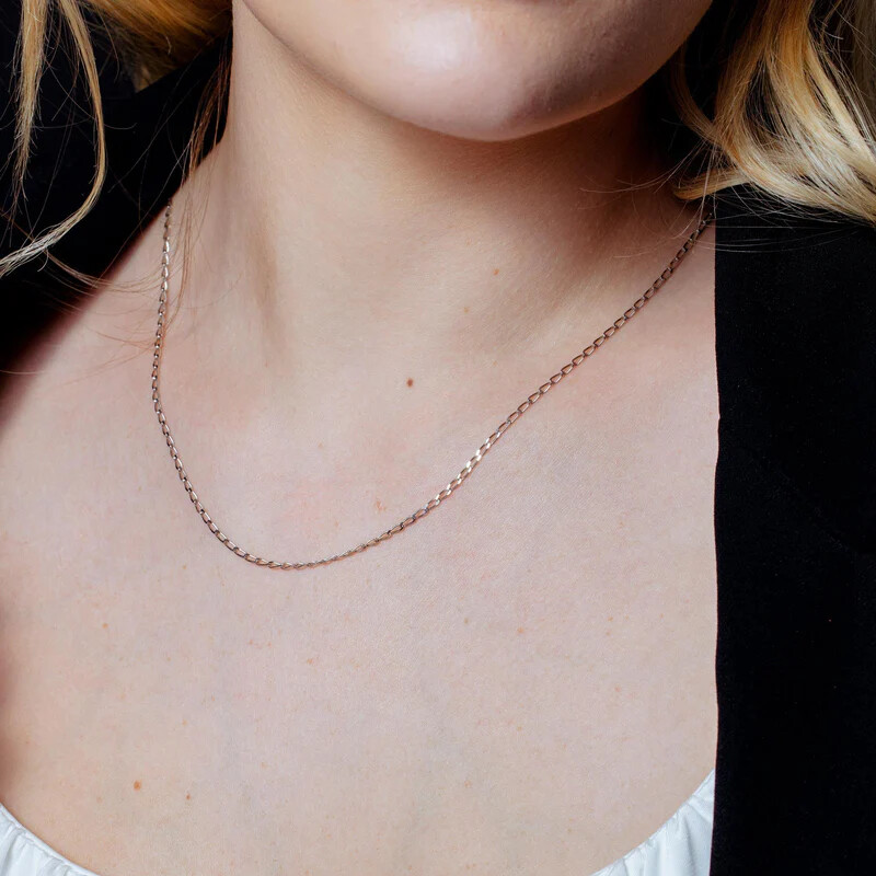 Sterling Silver Rhodium Finish 1.8 mm Link Chain Necklace