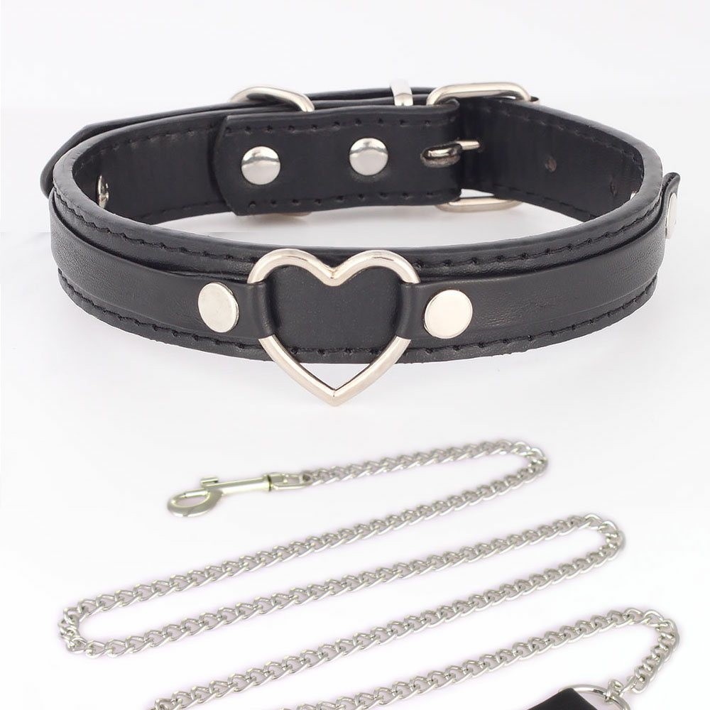 SEX WIFE Choker DIY BDSM Gift Necklace Heart Custom Collar Chain Metal Leash S4