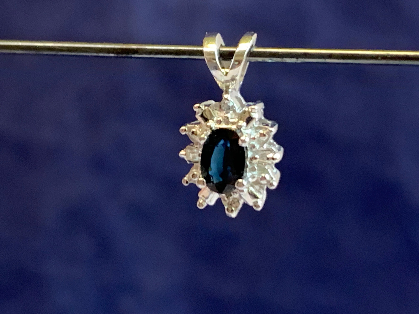 10K White Gold Pendant 1.44g Fine Jewelry Sapphire Color Stone