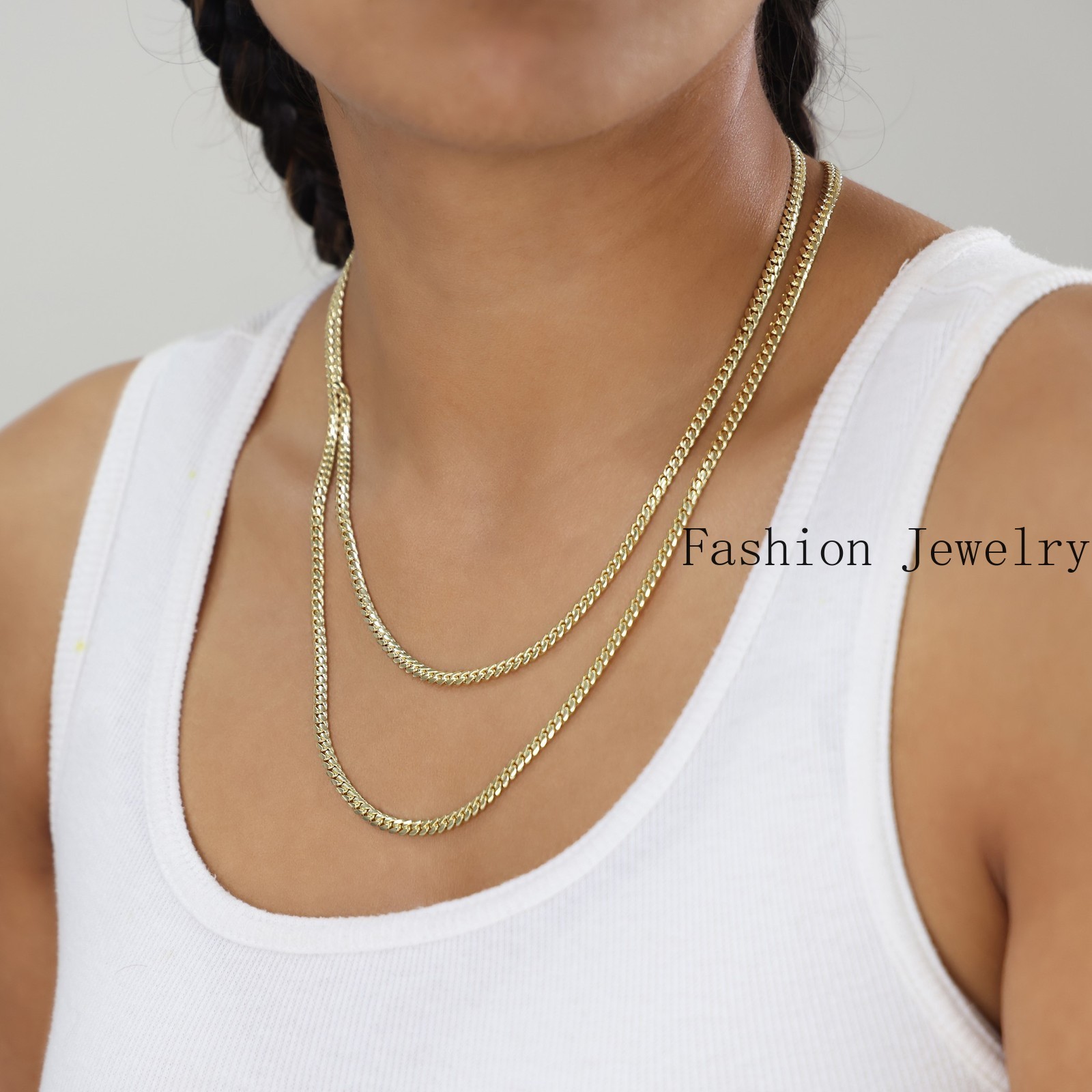 18K Yellow Gold Solid 2.7mm-7mm Miami Cuban Chain Necklace Mens Womens 16″-30″