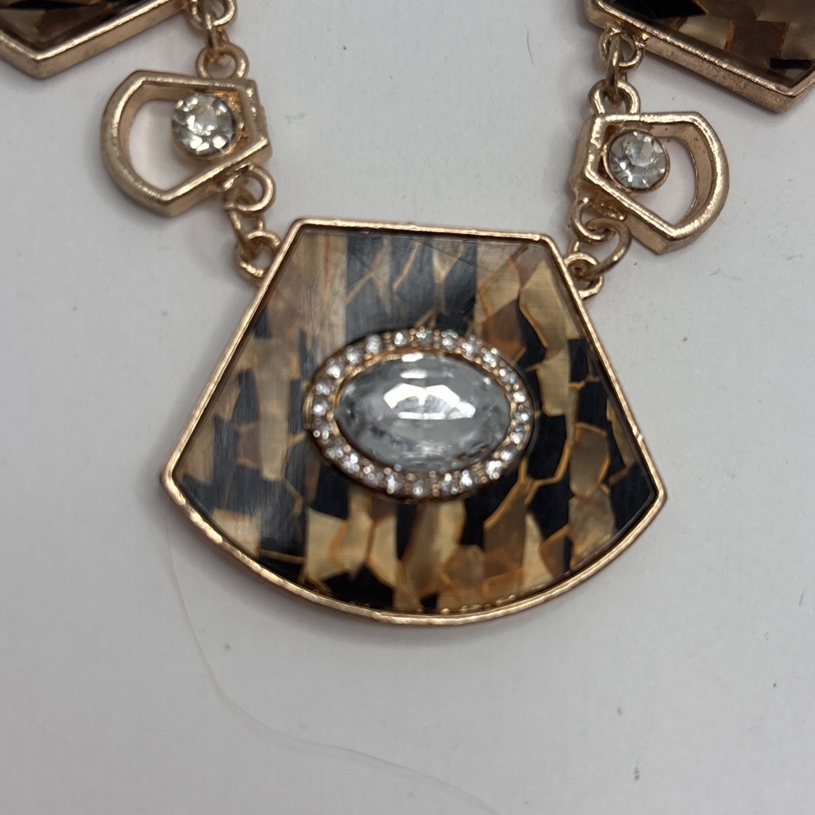 Gold Necklace 16” With Pendants And Stones
