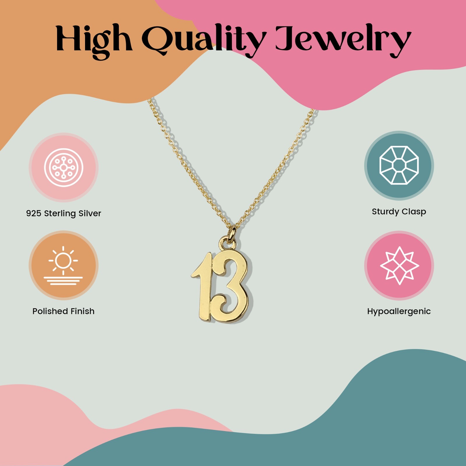 FashionJunkie4Life Gold Plated Number 13 Pendant with 18″ Chain
