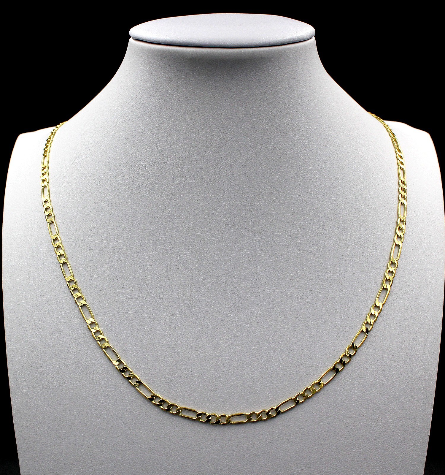 10K Yellow Gold 2.5mm 20″ Figaro Chain Italian Link Pendant Necklace Mens Womens