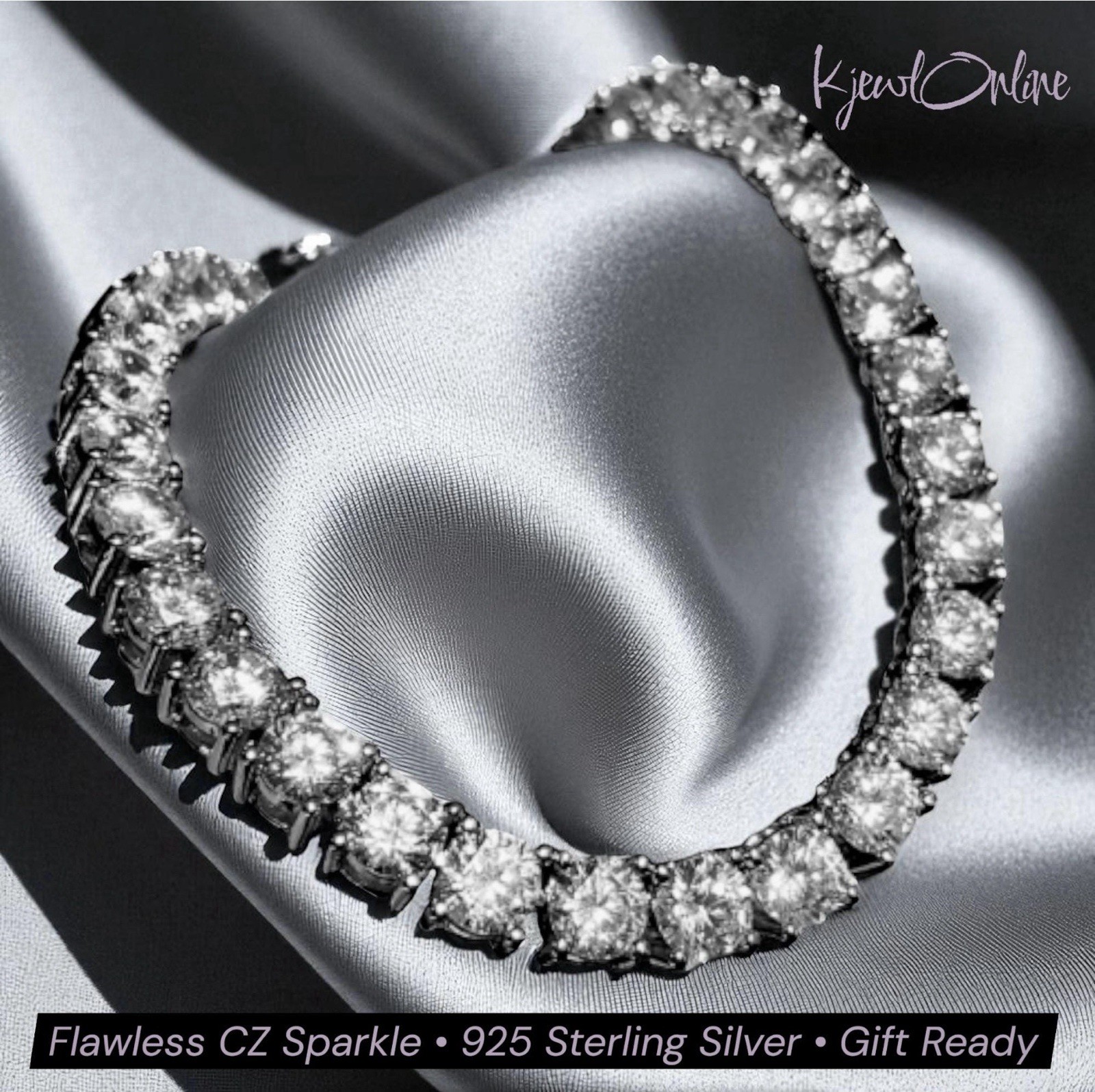 Solid 925 Sterling Silver 3mm-4mm 16”/18”/20” Iced CZ Hip Hop Tennis Necklace