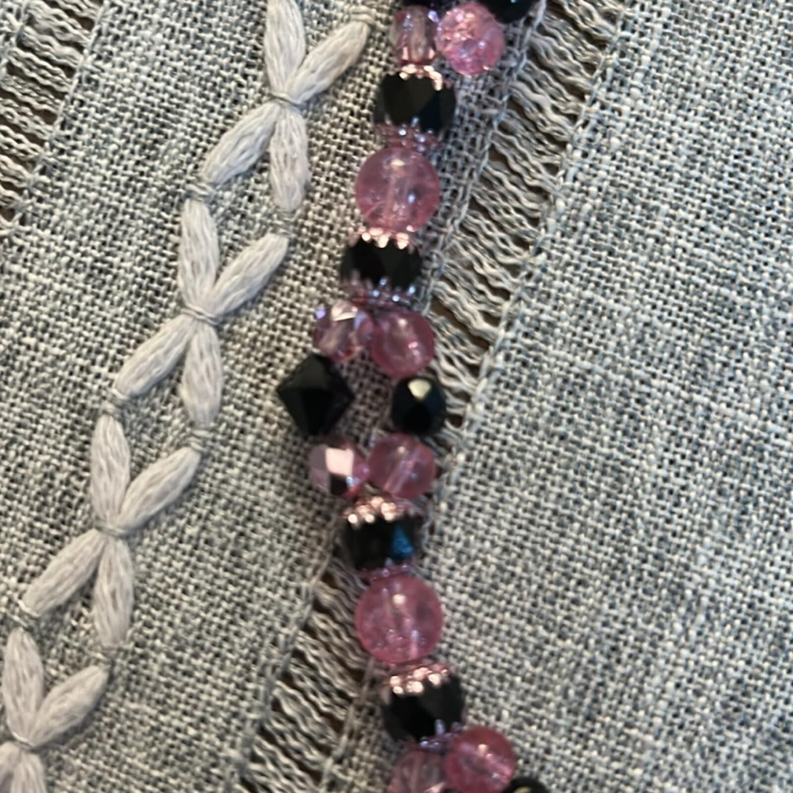 Pink and Black Beaded Necklace