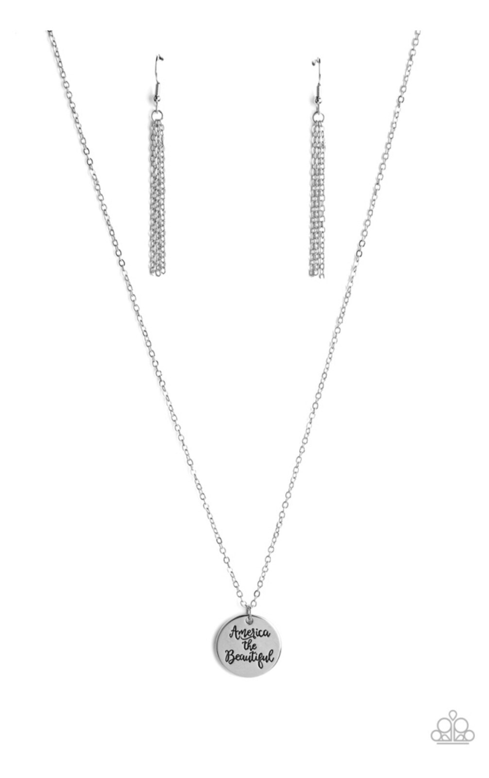 Paparazzi America The Beautiful- Silver, necklace with fish hook earrings