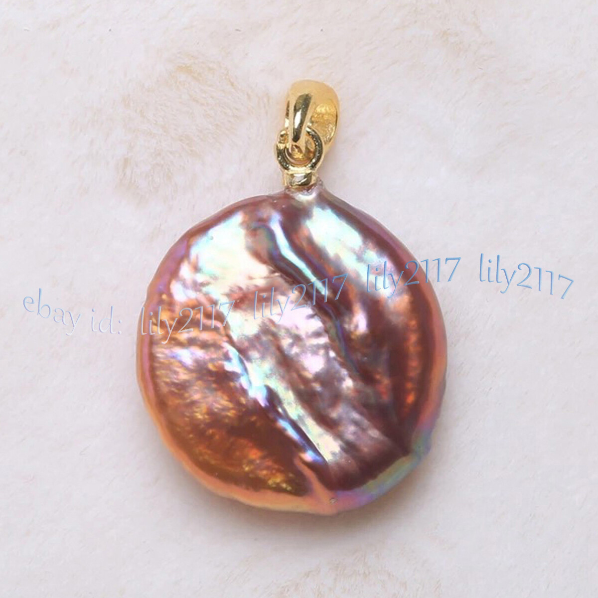 16-17mm Real Natural Pearl Pink Purple Freshwater Baroque Coin Pearl Pendant