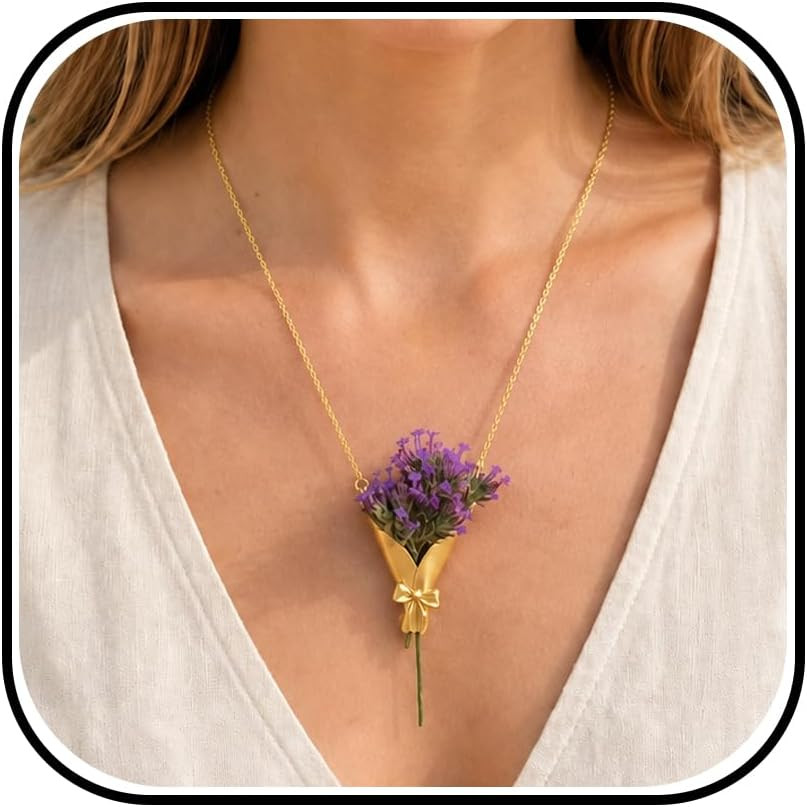 Flower Holder Necklace for Women DIY Flower Bouquet Necklace Mini Vase Pendant W