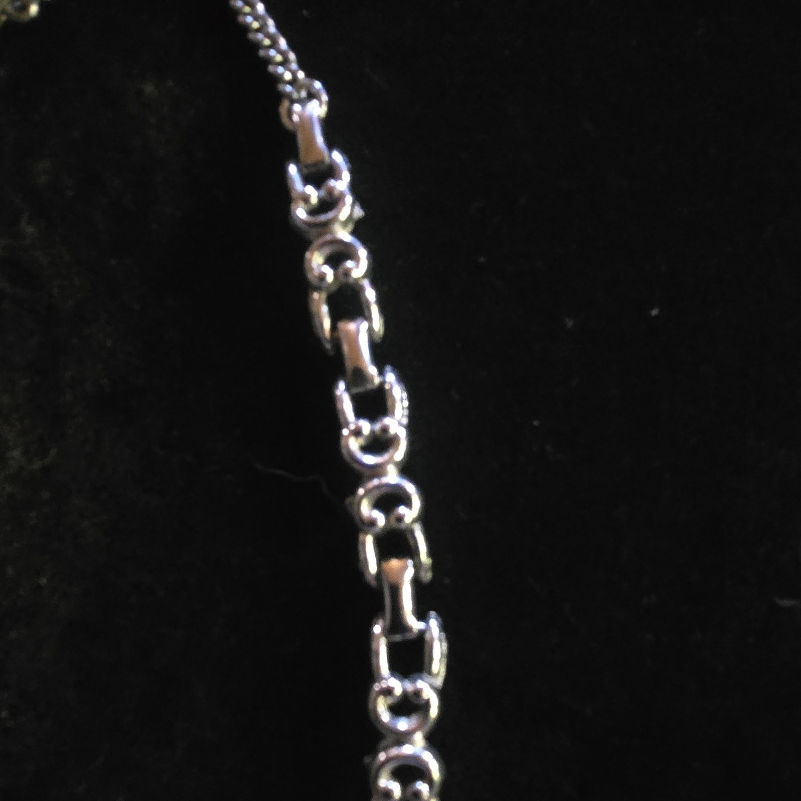 Silver Tone Bar Link Chain Choker/ Neclace 16 Adjustable Hook