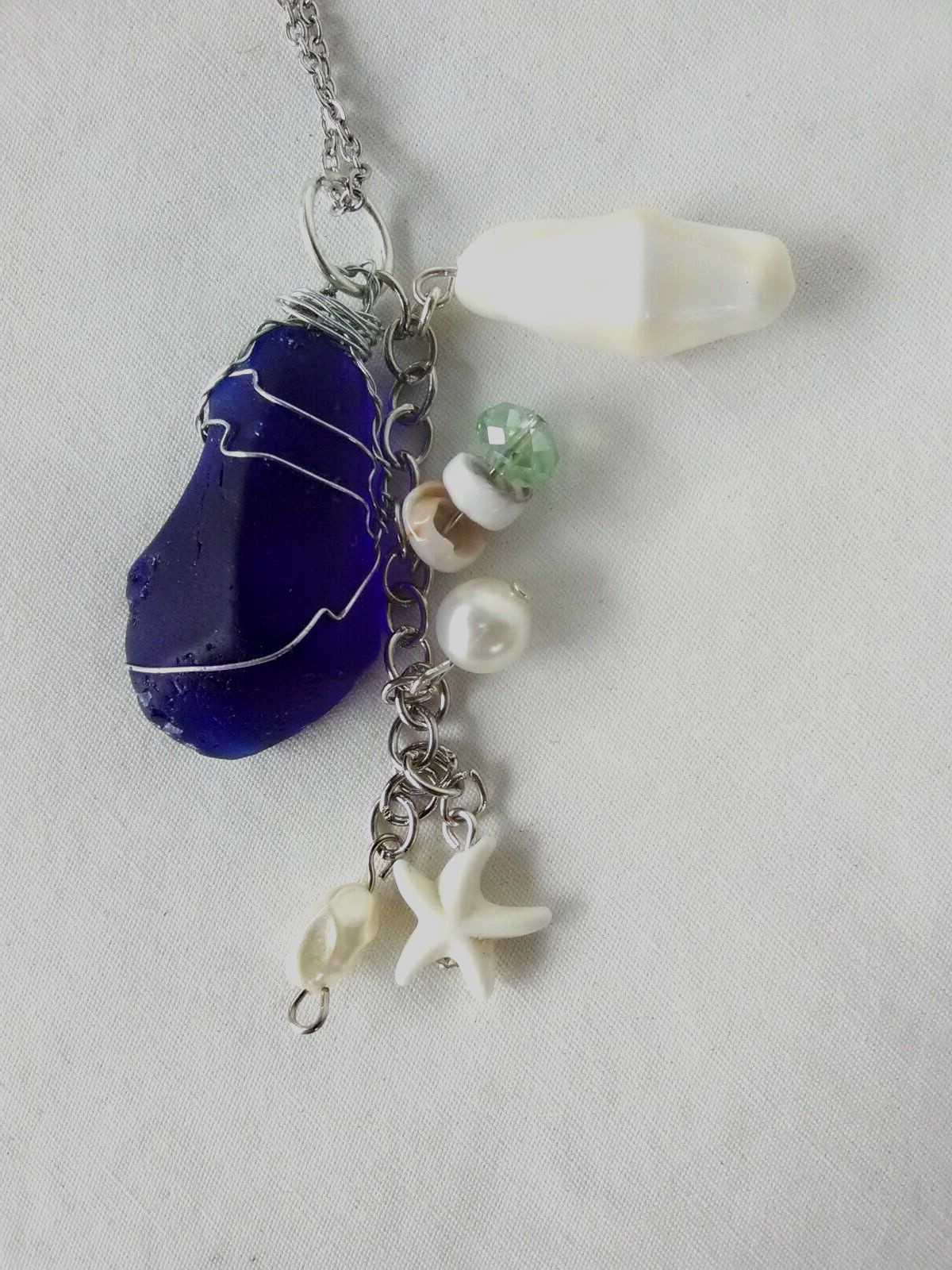 Boho Coastal Beach Glass Pendant Necklace 19″ Women’s Jewelry US Seller Gift