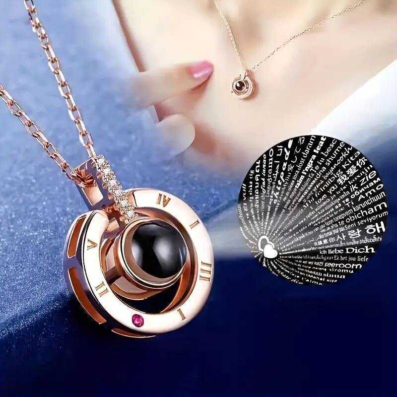 Projection Necklace 100 Languages ​​I Love You Pendant Jewelry Holiday Gift New