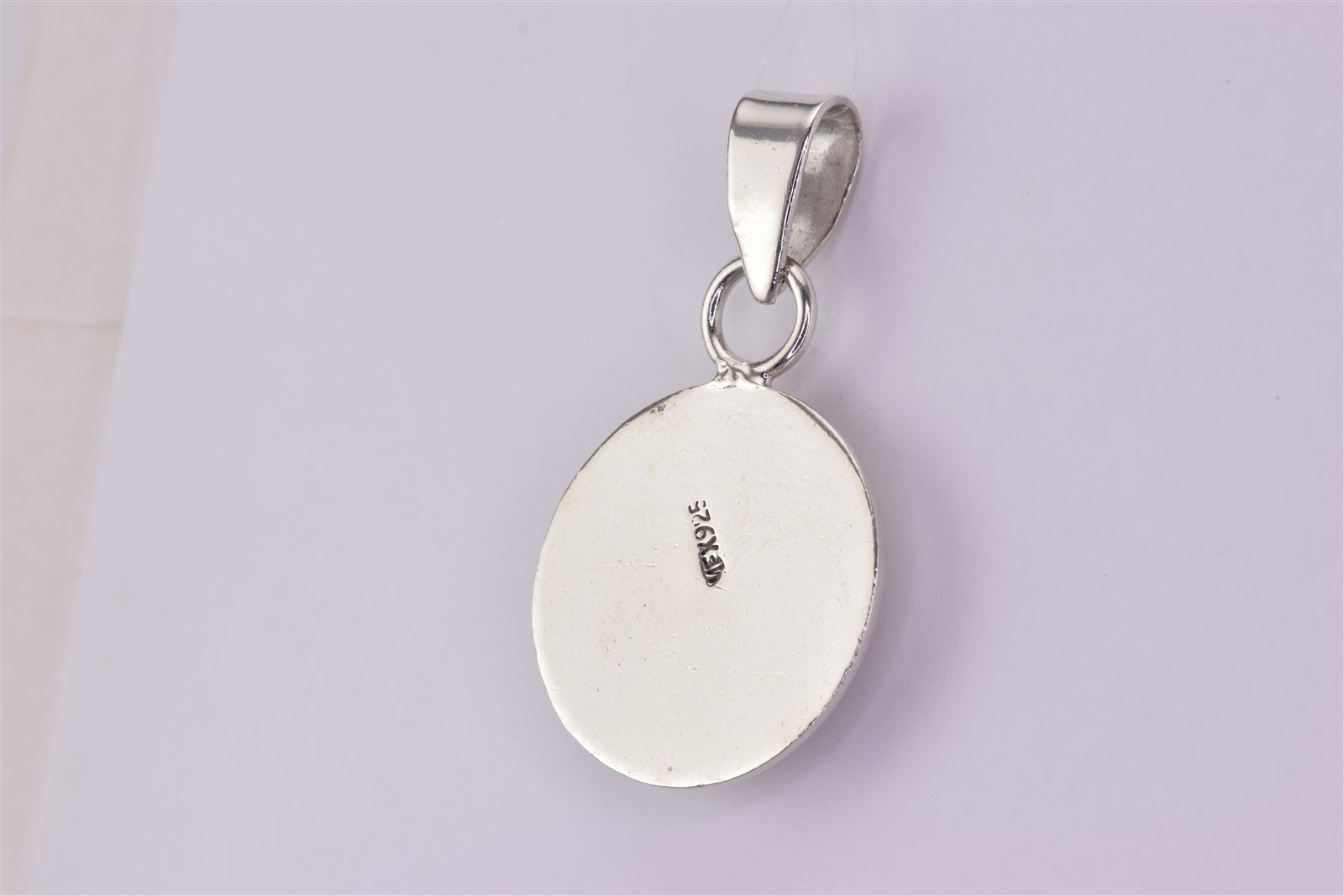 Sterling Silver 24mm x 24mm Round Pertrified Wood 925 Pendant